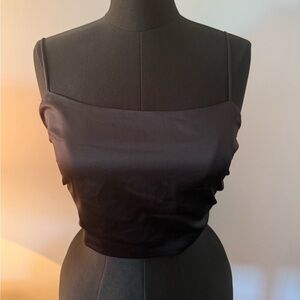 2/$30 👚- Dynamite | Black Satin Top tie back crop top